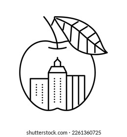 nyc big apple line icon vector. nyc big apple sign. isolated contour symbol black illustration