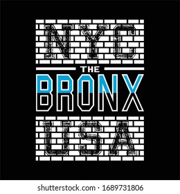 nyc the bronx usa typography, vector illustration