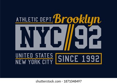 NYC Brooklyn 92 typography, t-shirt graphics, vectors
