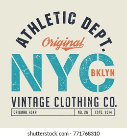 NYC Brooklyn Athletic Dept. - Tee Design For Print