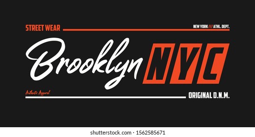 NYC, Brooklyn athletic t-shirt design. New York typography graphics for sport apparel. Vector illustration.