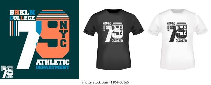 NYC Brooklyn college t-shirt print design. Designed for printing products, badge, applique, label clothing, t-shirts stamp, jeans and casual wear. Vector illustration.