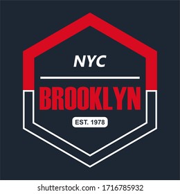 NYC, BROOKLYN, HEXAGON, SCREEN PRINTING, T SHIRT.