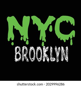 nyc brooklyn lettering typography design graphic for t-shirt print vector illustration background textures