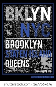 NYC, Brooklyn T-Shirt Design. VEKTORILLUSTRATION-DESIGN-TYPOGRAFIE FÜR DRUCKSCHIRM 