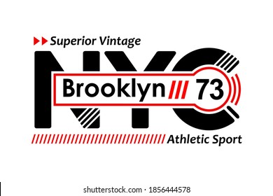 NYC Brooklyn, Typography Design T-shirt Graphic, Vector illustration