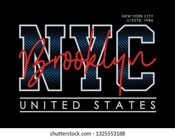 NYC Brooklyn United States typography design with a background of black color. Vector image illustrator