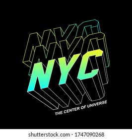 NYC El Centro Del Vector De Diseño De Camiseta Universo