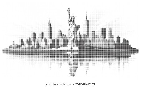 NYC City Skyline Halftone Pattern