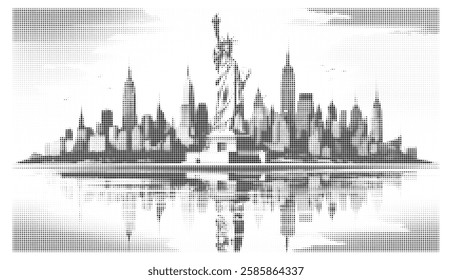 NYC City Skyline Halftone Silhouette