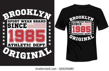 NYC classic vector t-shirt design with the Brooklyn text print-ready t-shirt design. Athletic 1985 Brooklyn vector design sport wear  original brand