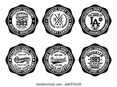 NYC College Graphic Set, Varsity Emblem, Sport Typography, T-shirt Graphics, Vectors