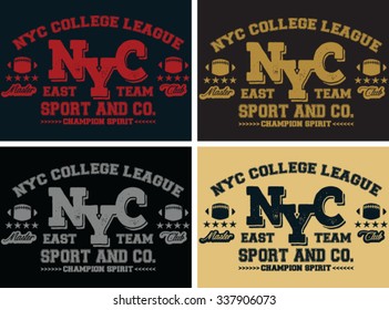 nyc college league  t-shirt graphics, vectors
