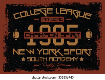 nyc college league  t-shirt graphics, vectors