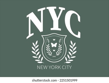 nyc college style lettering vector hand drawn