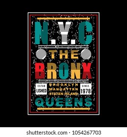 nyc color typography graphic element art, vector illustration for tee shirt printing