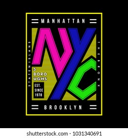 NYC cool awesome typography tee design vector illustration,element vintage artistic apparel product