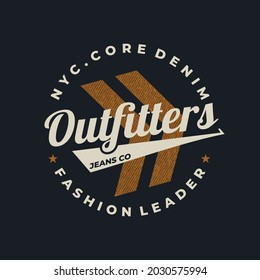 nyc, core denim, stylish vintage style typography slogan. Vector illustration for print tee shirt.