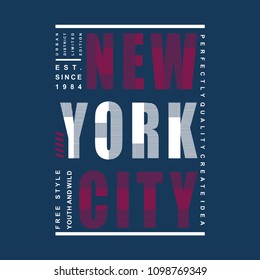 NYC denim graphic typography, vector illustration artistic image