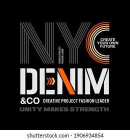 NYC denim typography graphic design, for t-shirt prints, vector illustration
