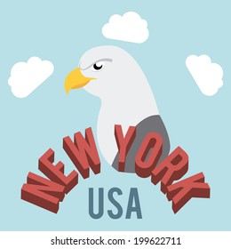 NYC design over cloudscape background, vector illustration