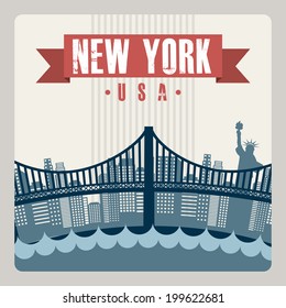 NYC design over gray background, vector illustration