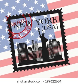 NYC design over usa flag background, vector illustration