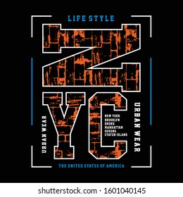 nyc graphic design typography t shirt, vector illustration