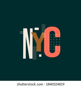 NYC hand lettering. Exclusive typographic logo design. Best for t-shirts, greetings, poster design, media