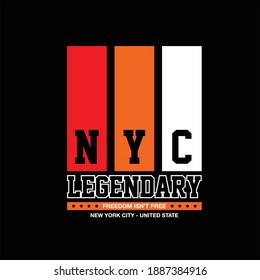 nyc legendary simple vintage text fashion design