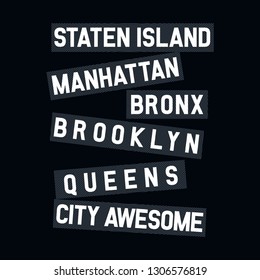 NYC line typography for tee shirt design, vector illustration artistic element - Vector