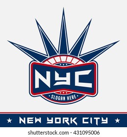 NYC logo. Vector and illustration. NYC sport logo. T-shirt logo. Cap logo. New York City.