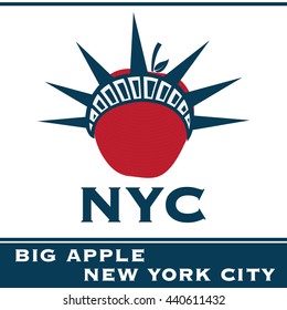 NYC logo. Vector and illustration.  T-shirt logo. Cap logo. New York City. Big apple design.