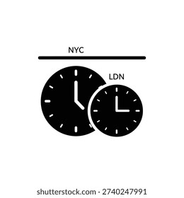 NYC and London Time Zone Difference Clock Icon