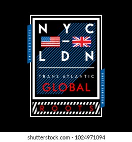 NYC and london typography t shirt design, vector element illustration graphic artistic urban street casual wear