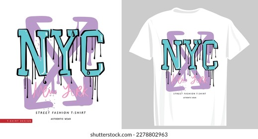 NYC New York America slogan text. Retro typography, urban street style drawing. Vector illustration design for fashion graphics, t shirt prints.