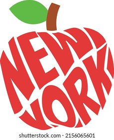 NYC, New York. Big Apple vector illustration.