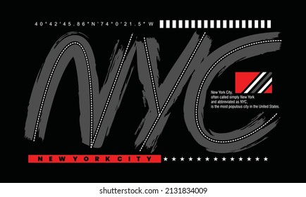 NYC new york  brush element of men fashion and lettering quote typography graphic design.Vector illustration.