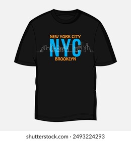 NYC New York city Brooklyn  typography T shirt Print design vector illustration Ready to print