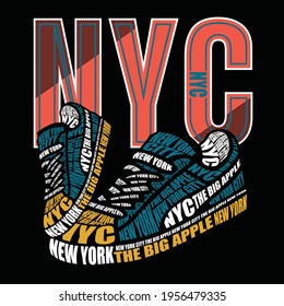 NYC new york city Modern typography design with shoes concept in vector illustration.Clothing,t-shirt,apparel and other uses.