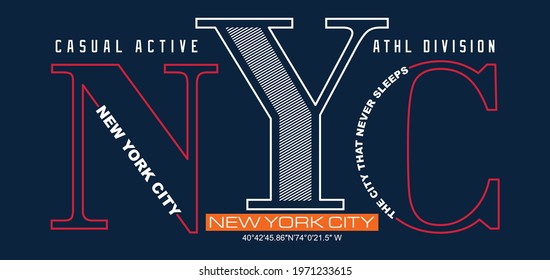 NYC New York City Modern typography design in vector illustration.Clothing,t-shirt,apparel and other uses.