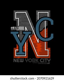 NYC, New York City, modern and stylish typography slogan. Abstract design with grunge and lines style. Vector illustration print tee shirt, typography, background, poster and more uses.