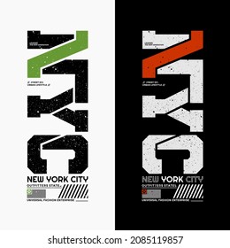 NYC, New York City modern and stylish typography slogan. Colorful abstract design vector illustration for print tee shirt, typography, background, poster. Global swatches.