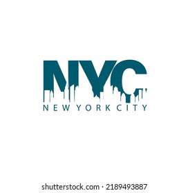 NYC, New York City modern and stylish typography slogan with Statue of Liberty LOGO.abstract design vector illustration for print tee shirt, typography, background, poster. Global swatches.