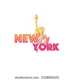 NYC, New York City modern and stylish typography slogan with Statue of Liberty LOGO.abstract design vector illustration for print tee shirt, typography, background, poster. Global swatches