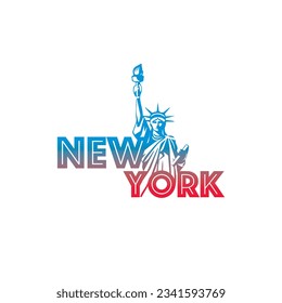 NYC, New York City modern and stylish typography slogan with Statue of Liberty LOGO.abstract design vector illustration for print tee shirt, typography, background, poster. Global swatches