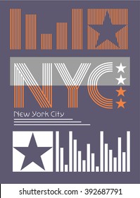 NYC. New York City. T-shirt graphics. Urban style. 
