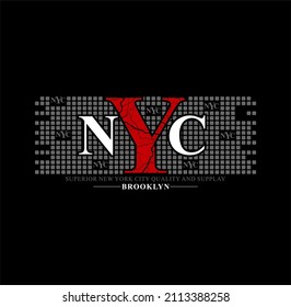 NYC, New York City typography vector illustration. great for the design of t-shirts, shirts, hoodies, hats etc.