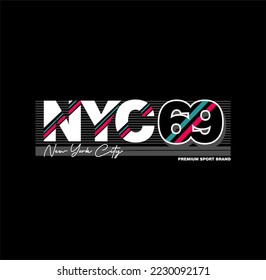NYC, New York City typography vector illustration. great for the design of t-shirts, shirts, hoodies, hats etc.