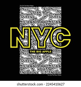 NYC New york city typography tee shirt design of Vektorgrafik